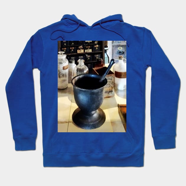 Doctor - Mortar and Pestle Near Medicine Bottles Hoodie by SusanSavad